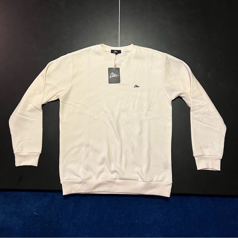 All white long sleeve sweatshirt